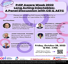 PrEP Aware Week Programming: PrEP Aware Week 2022 Long Acting Injectables: A Panel Discussion with CEI & AETC